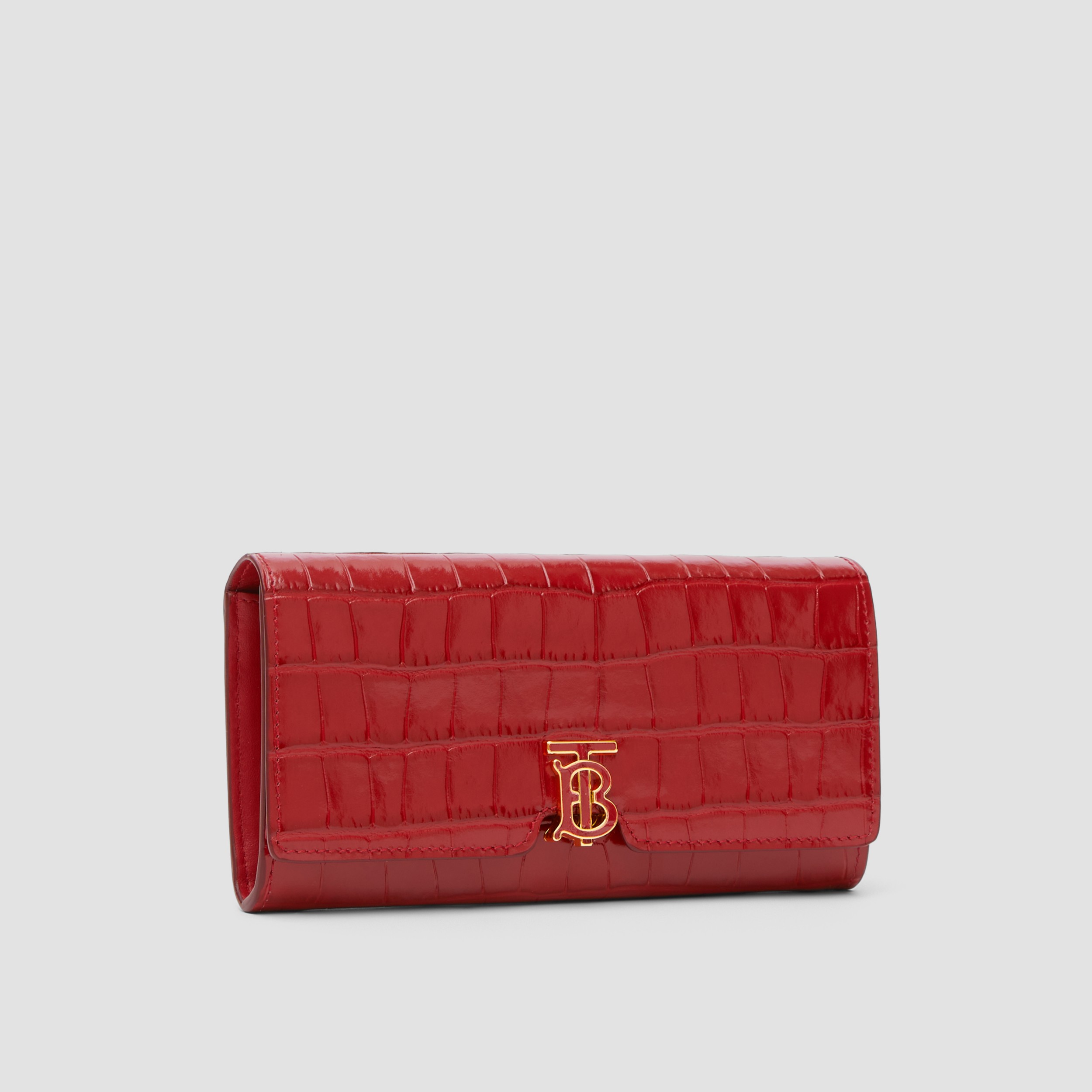 Embossed Leather TB Continental Wallet in Dark Carmine - Women | Burberry®  Official
