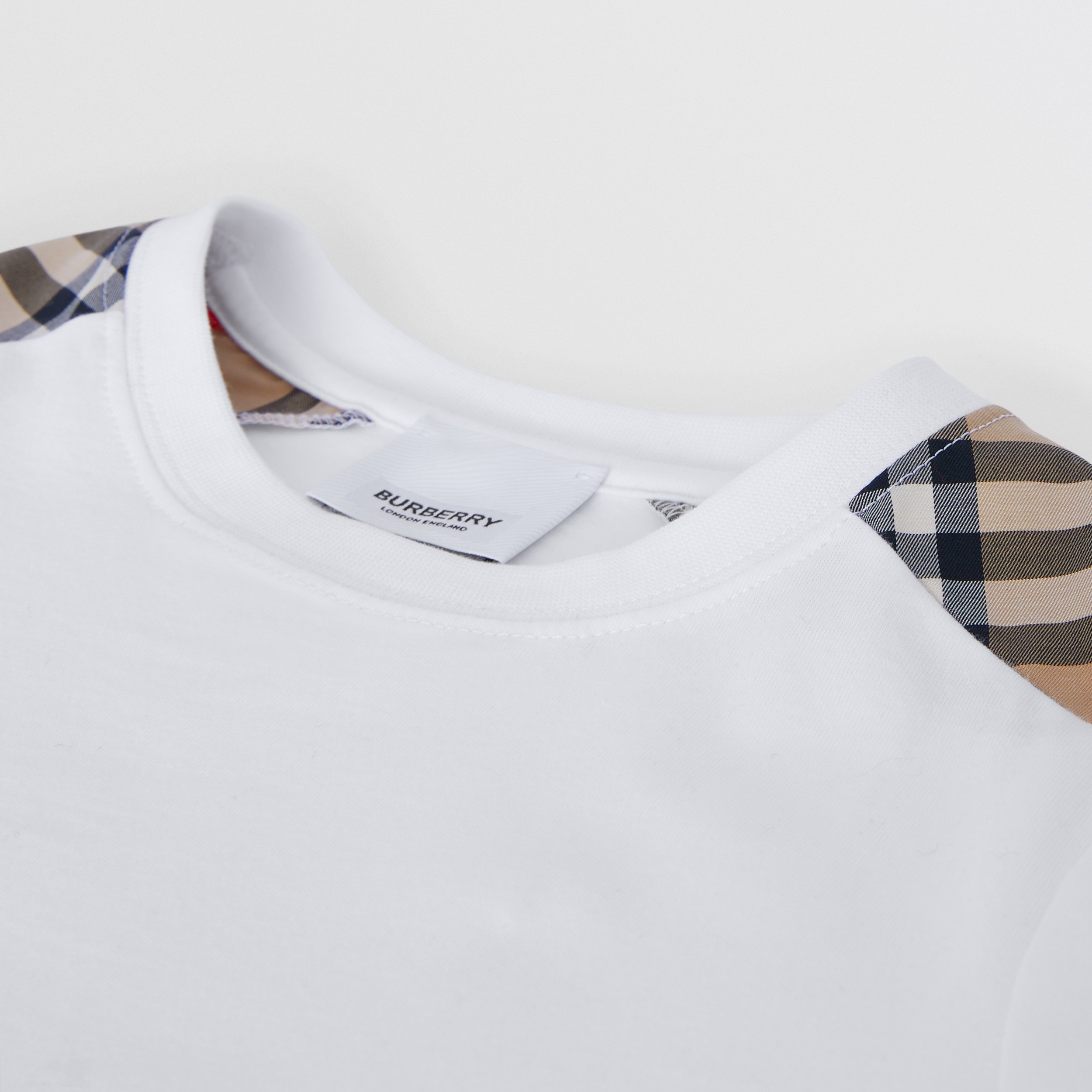 Vintage Check Panel Cotton T-shirt in White | Burberry® Official - 2