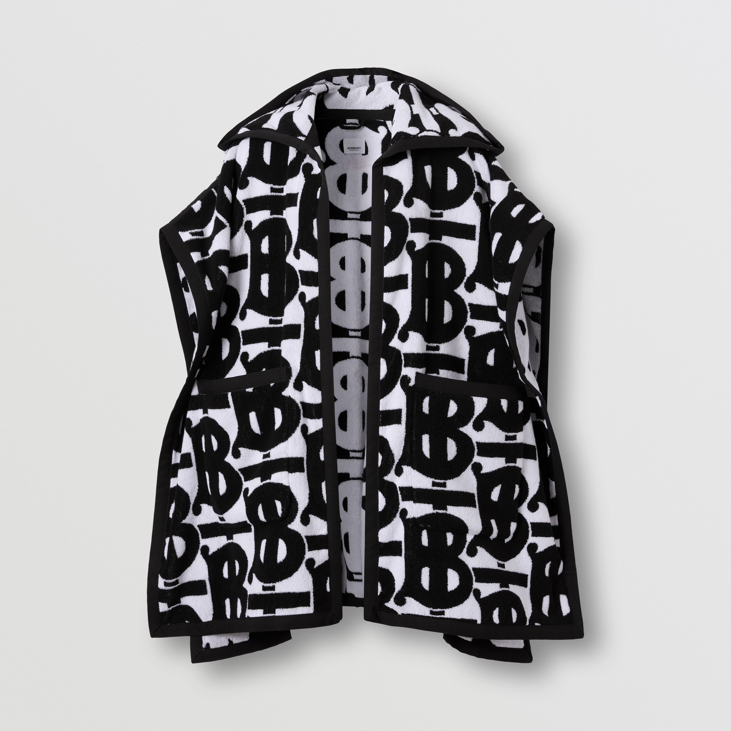 Monogram Motif Cotton Jacquard Hooded Cape in Black - Women | Burberry® Official - 4