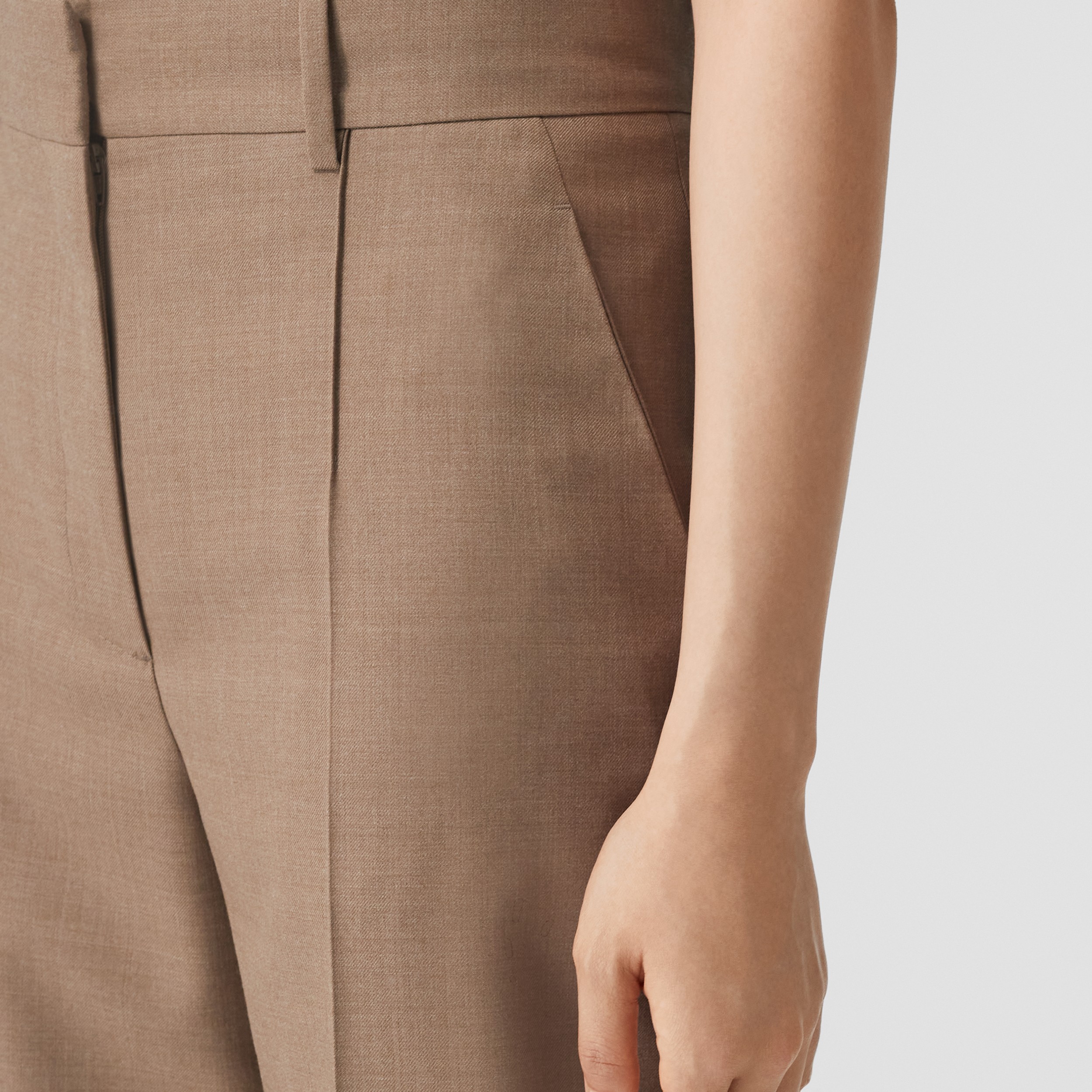 Wool Wide-leg Trousers in Deep Taupe - Women | Burberry® Official - 2