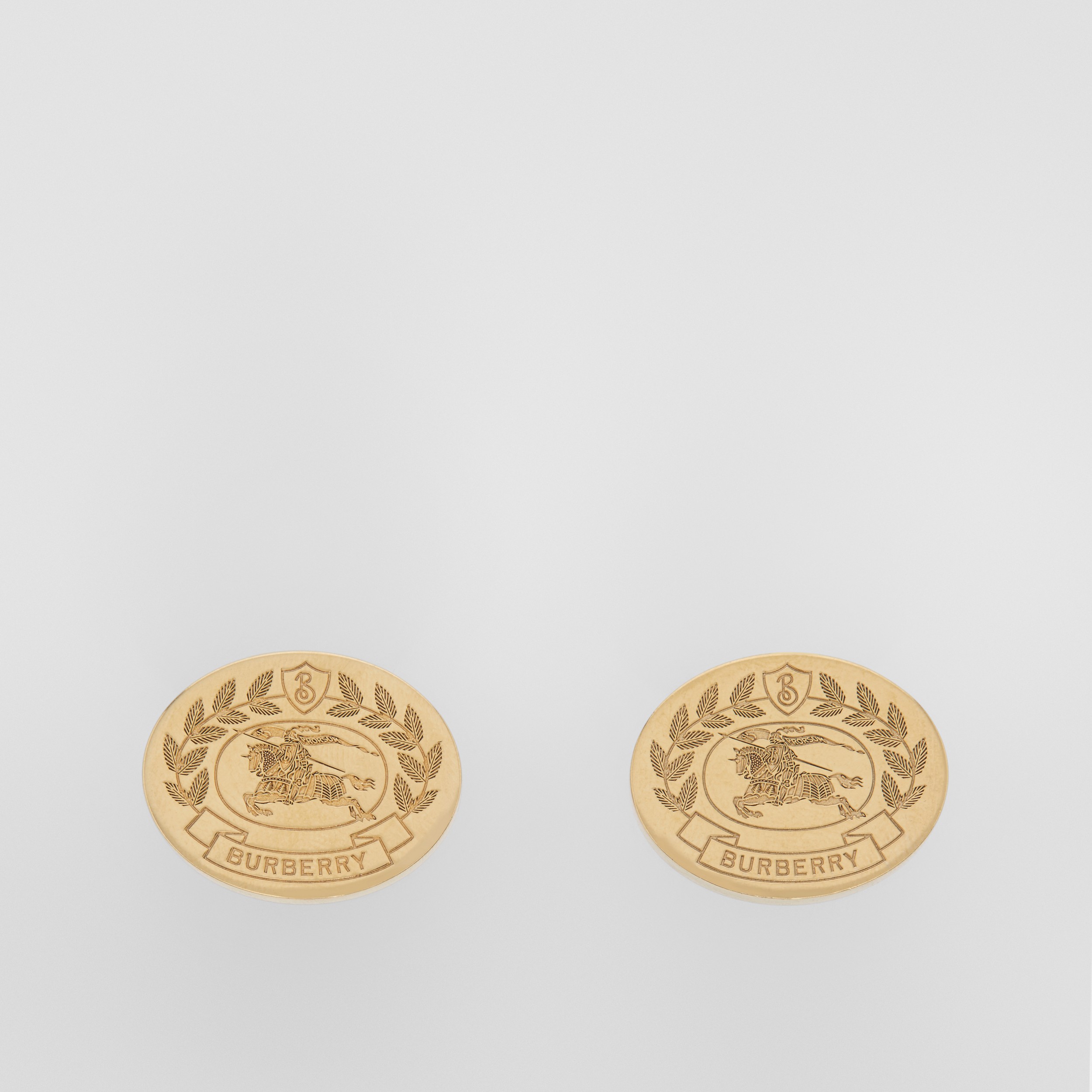 Pendientes chapados en oro con emblema Equestrian Knight (Dorado Claro) - Mujer | Burberry® oficial - 1