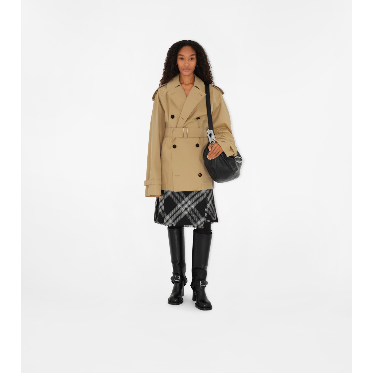 Short Gabardine Trench Coat