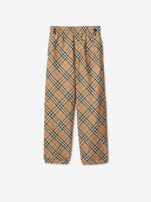 Burberry Check Twill Trousers In Sand