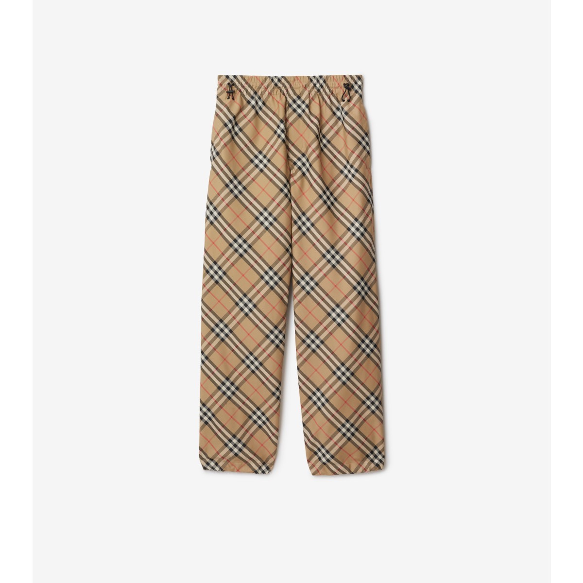 Burberry Check Twill Trousers In Sand