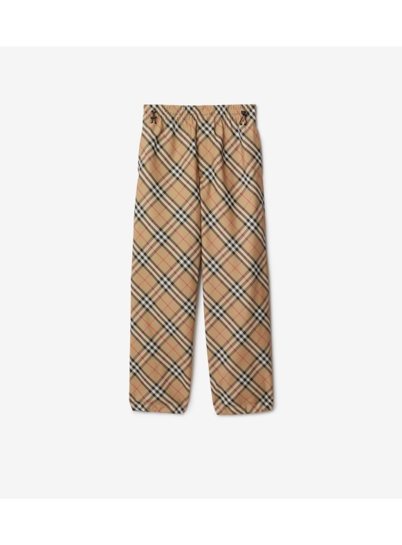 Burberry Beige Vintage Check Cotton Side Stripe Pants M Burberry