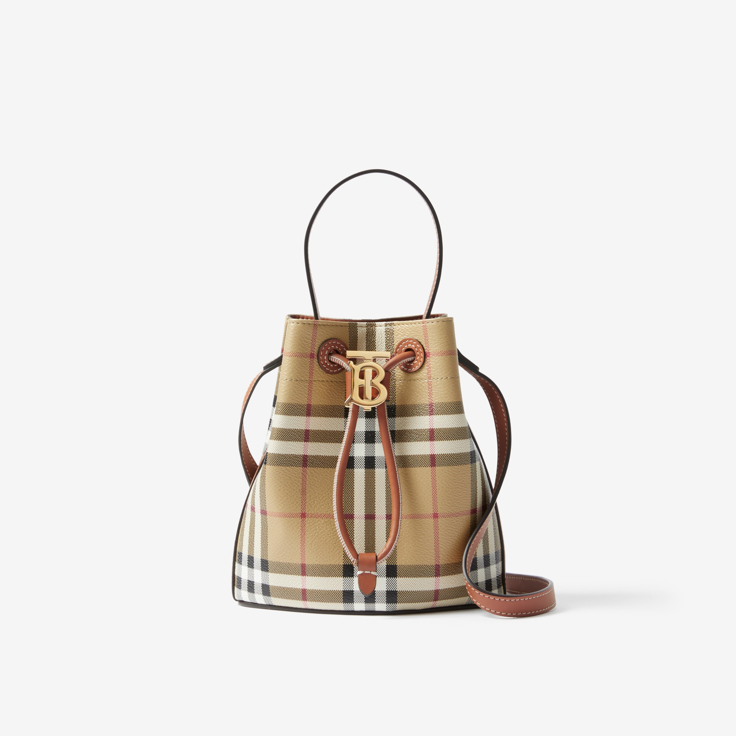 Mini TB Bucket Bag in Archive Beige/briar Brown - Women | Burberry ...
