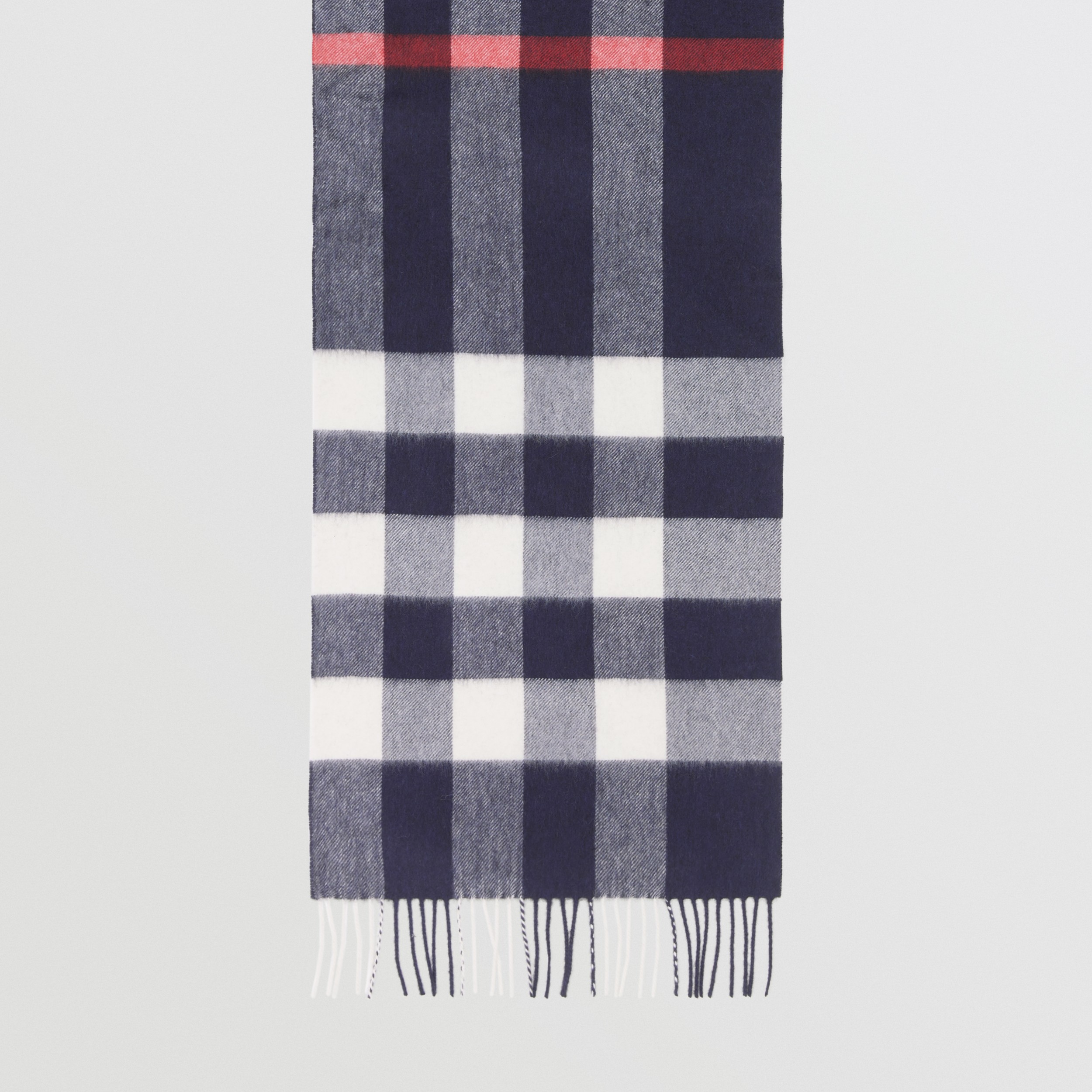 Check Cashmere Scarf in Navy | Burberry® Official