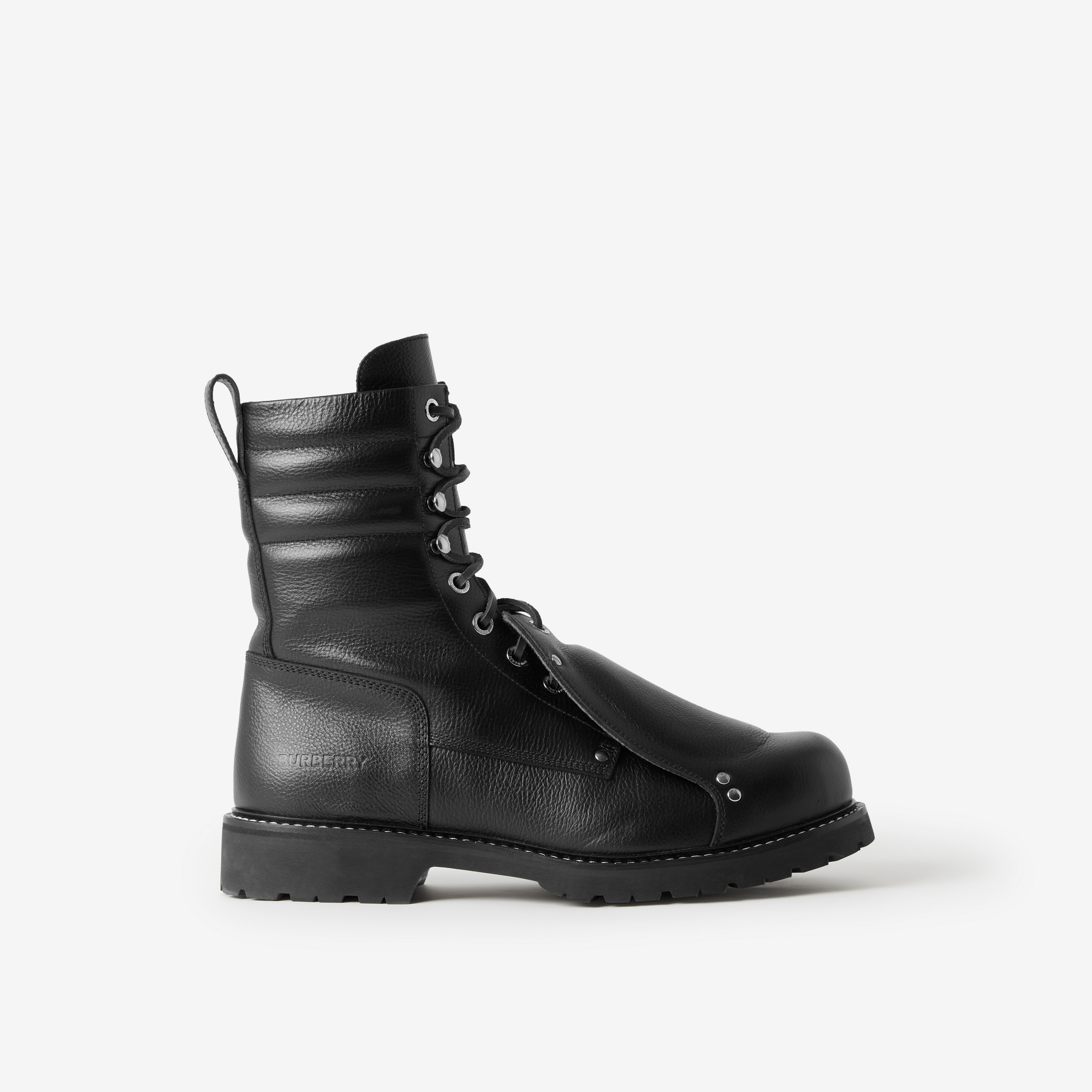 Lace Guard Detail Leather Ankle Boots in Black - Men | Burberry® Official - 1