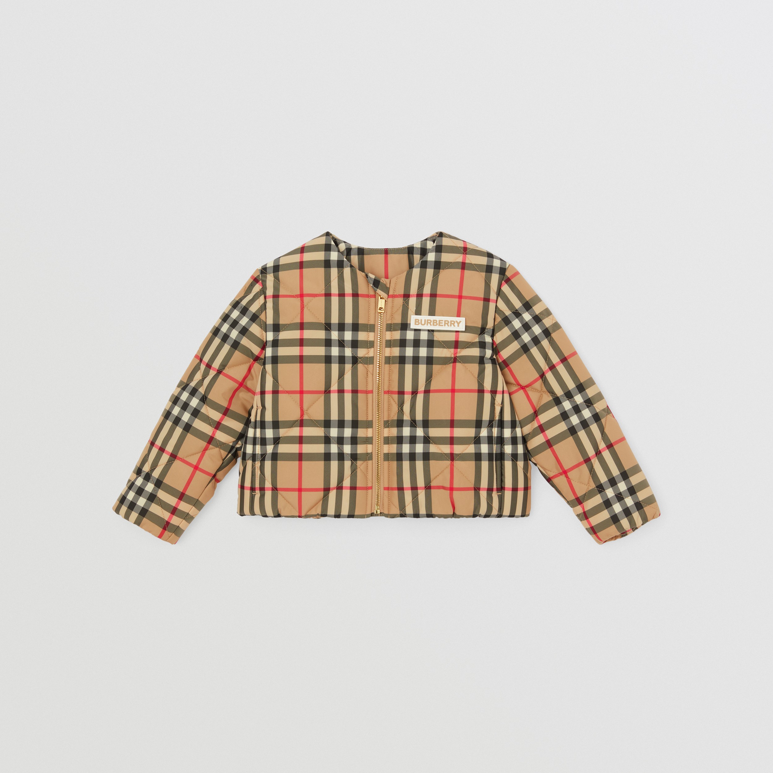 Vintage Check Diamond Quilted Jacket in Archive Beige - Children | Burberry® Official - 1