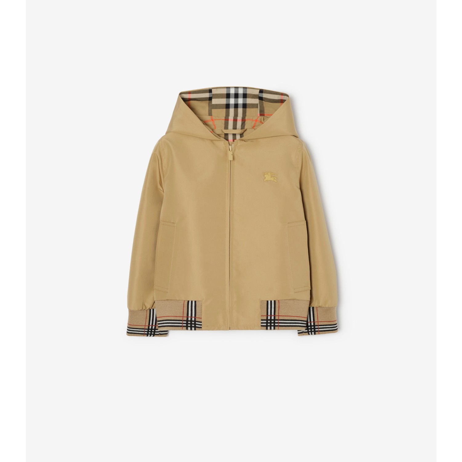 Check Trim Hooded Jacket