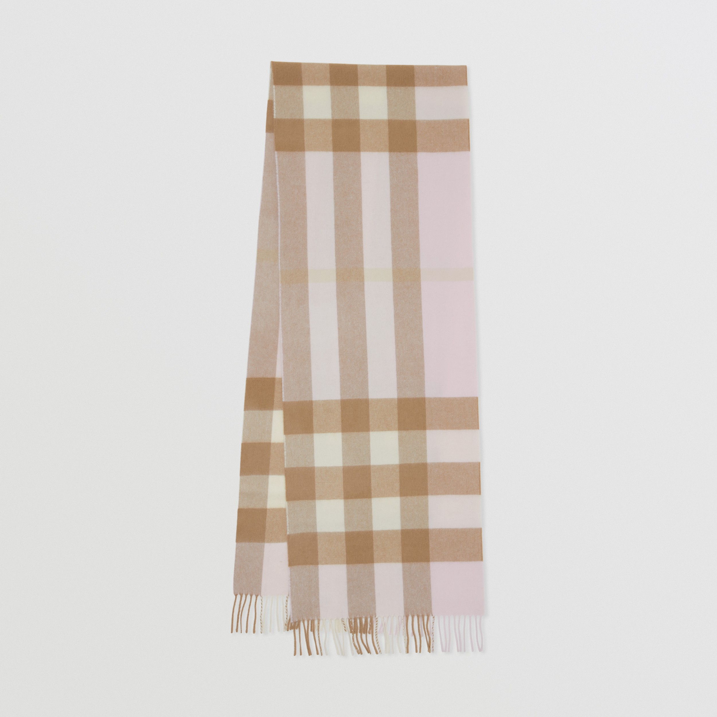 格纹羊绒围巾 (雪花石粉红) | Burberry® 博柏利官网 - 1