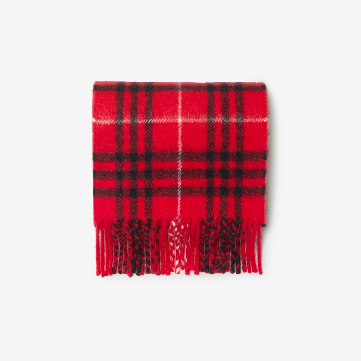 格纹羊绒围巾（线上独售） (邮筒红) | Burberry® 博柏利官网