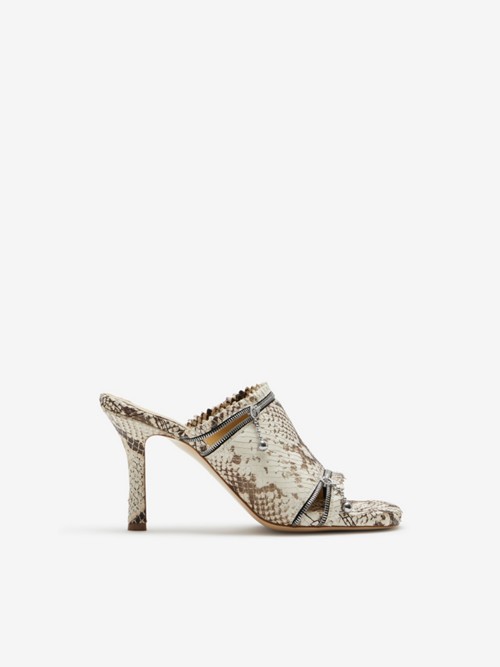 Shop Burberry Leather Peep Sandals In Serpent
