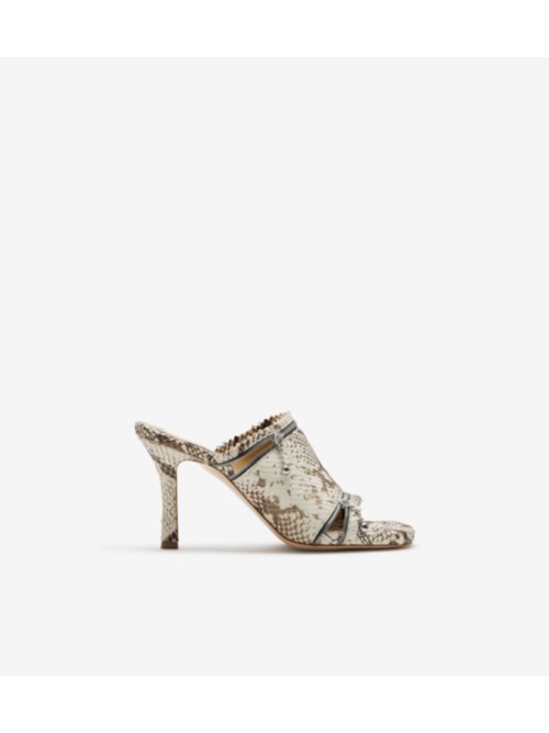 Shop Burberry Leather Peep Sandals In Serpent