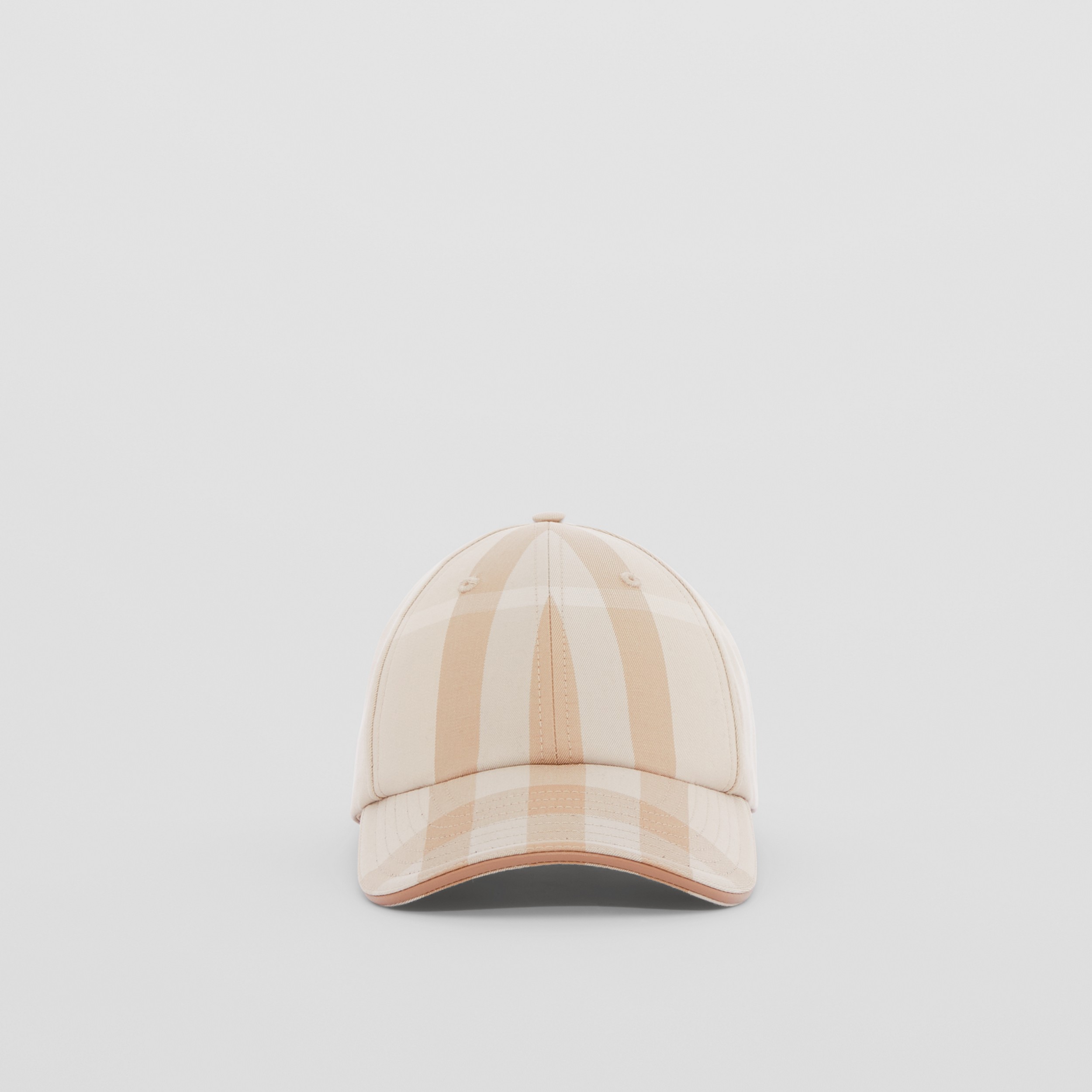 Logo Detail Exaggerated Check Cotton Baseball Cap in Soft Fawn | Burberry® Official - 1