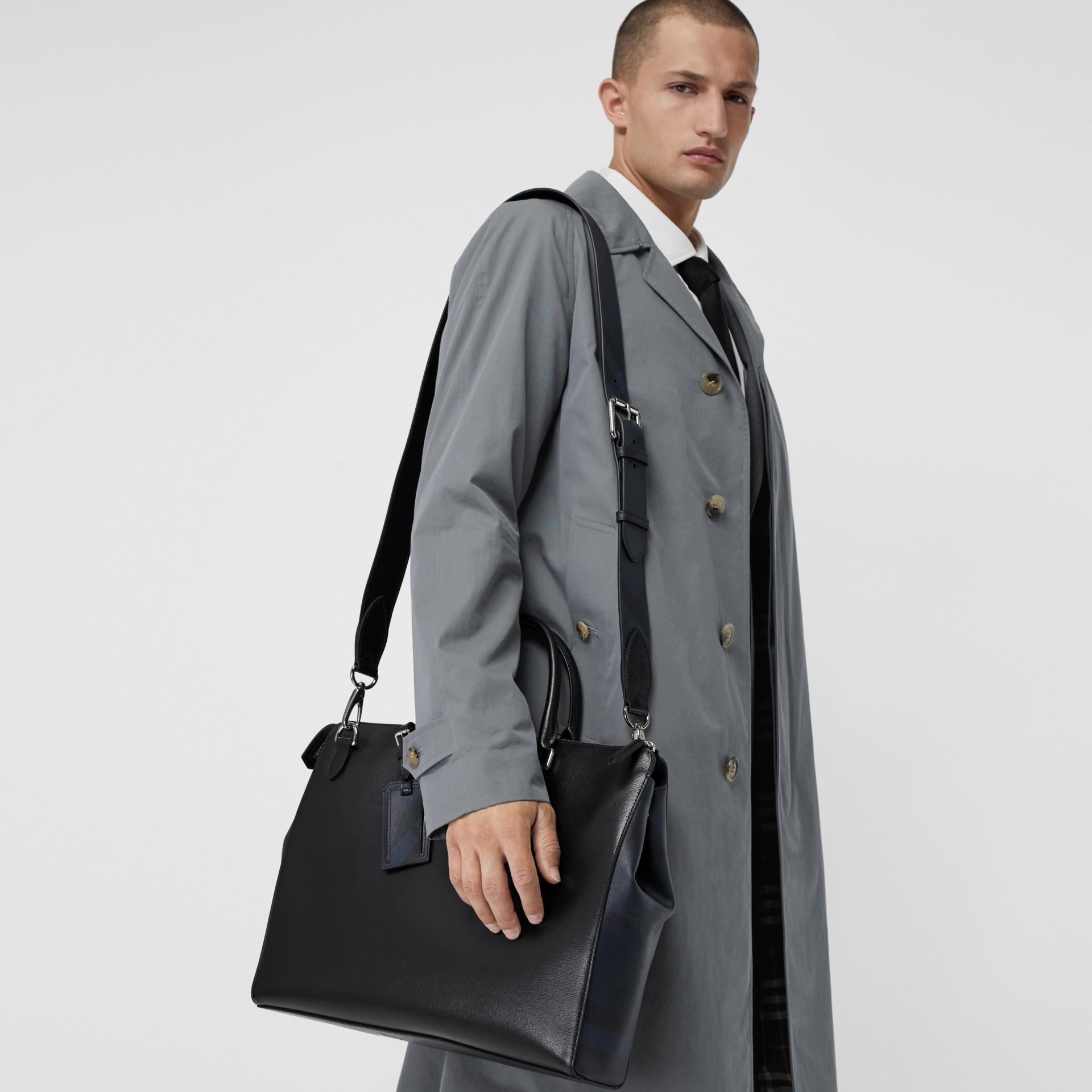 Large London Leather Briefcase in Black Men Burberry United States