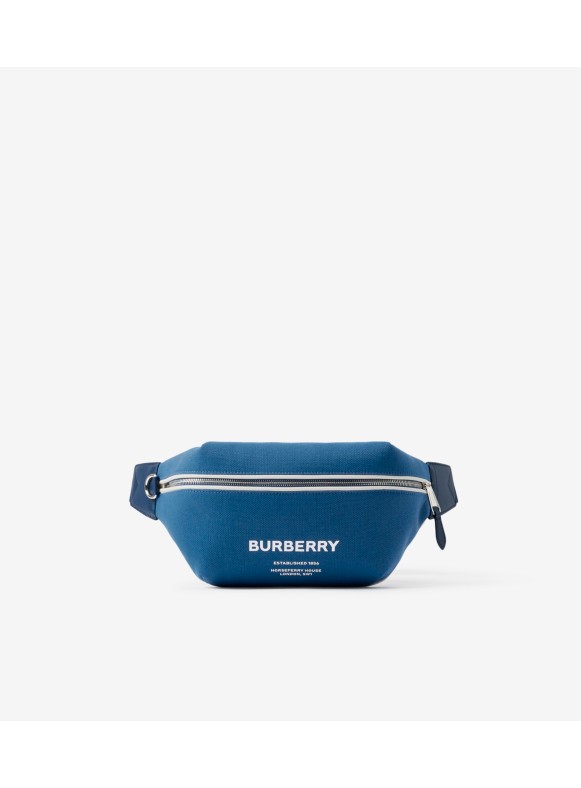 BURBERRY: Sonny belt bag in canvas with all-over TB logo - Green