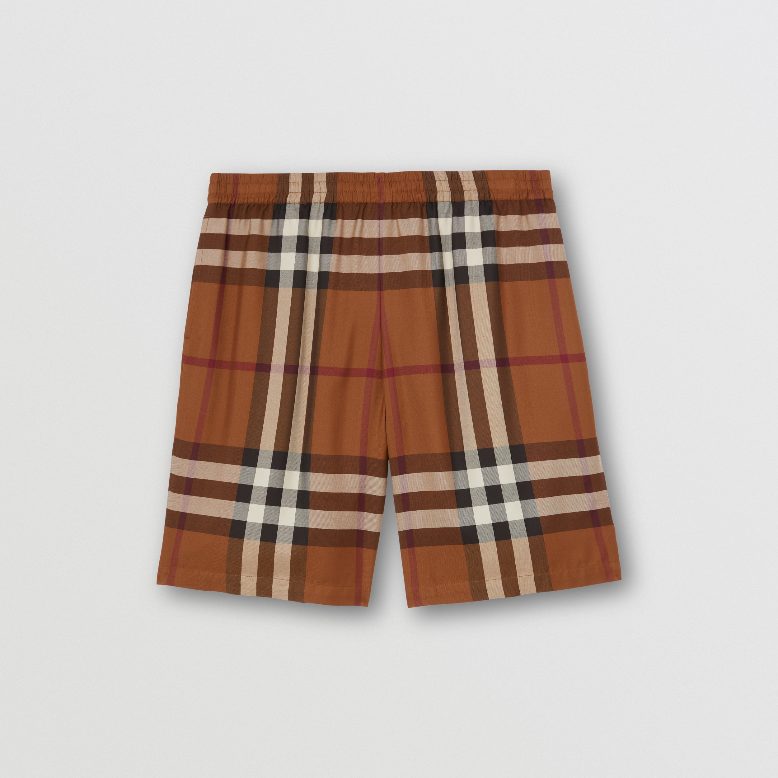 Check Viscose Shorts in Dark Birch Brown - Men | Burberry® Official - 4