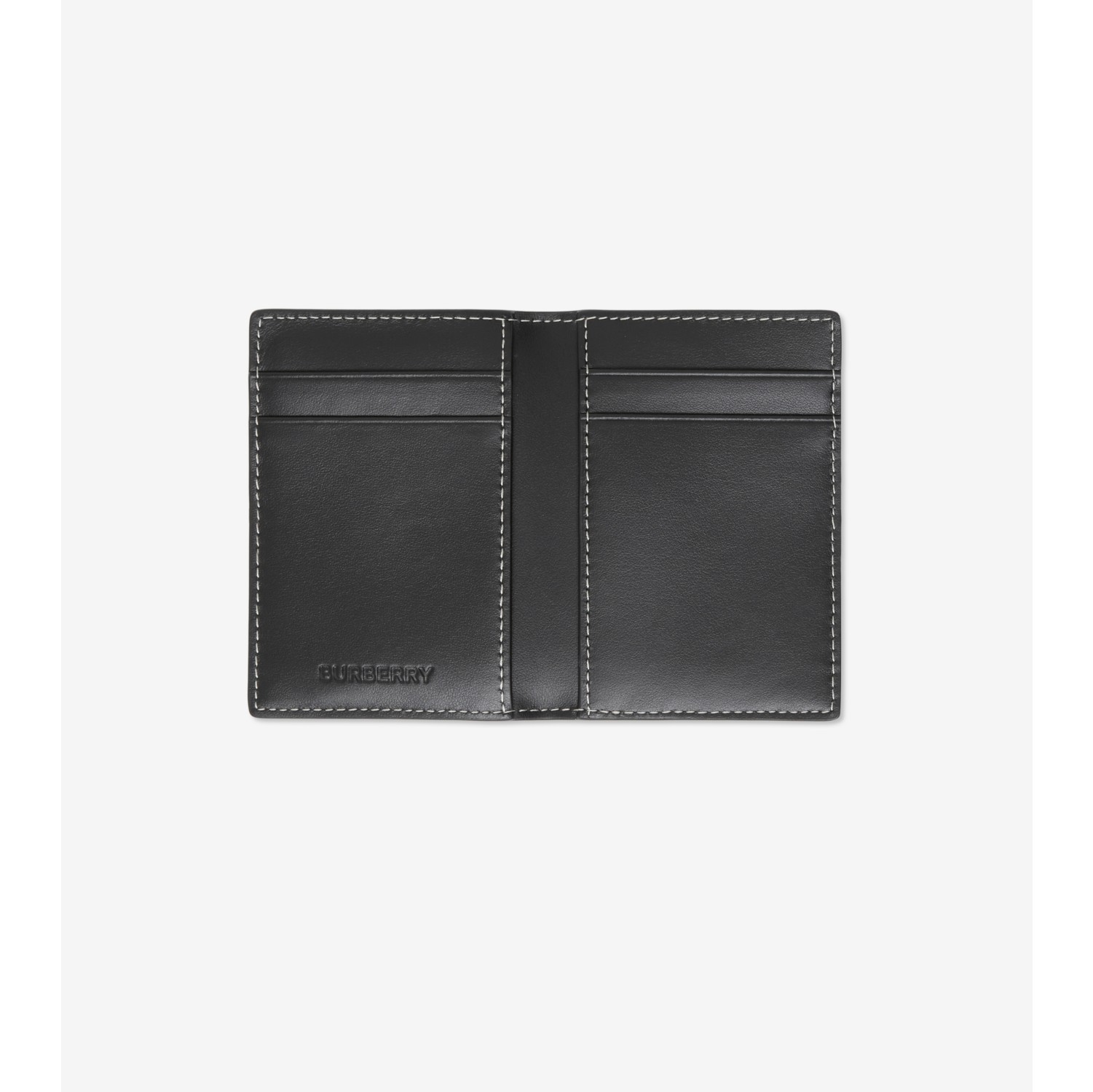 Check and Leather Folding Card Case