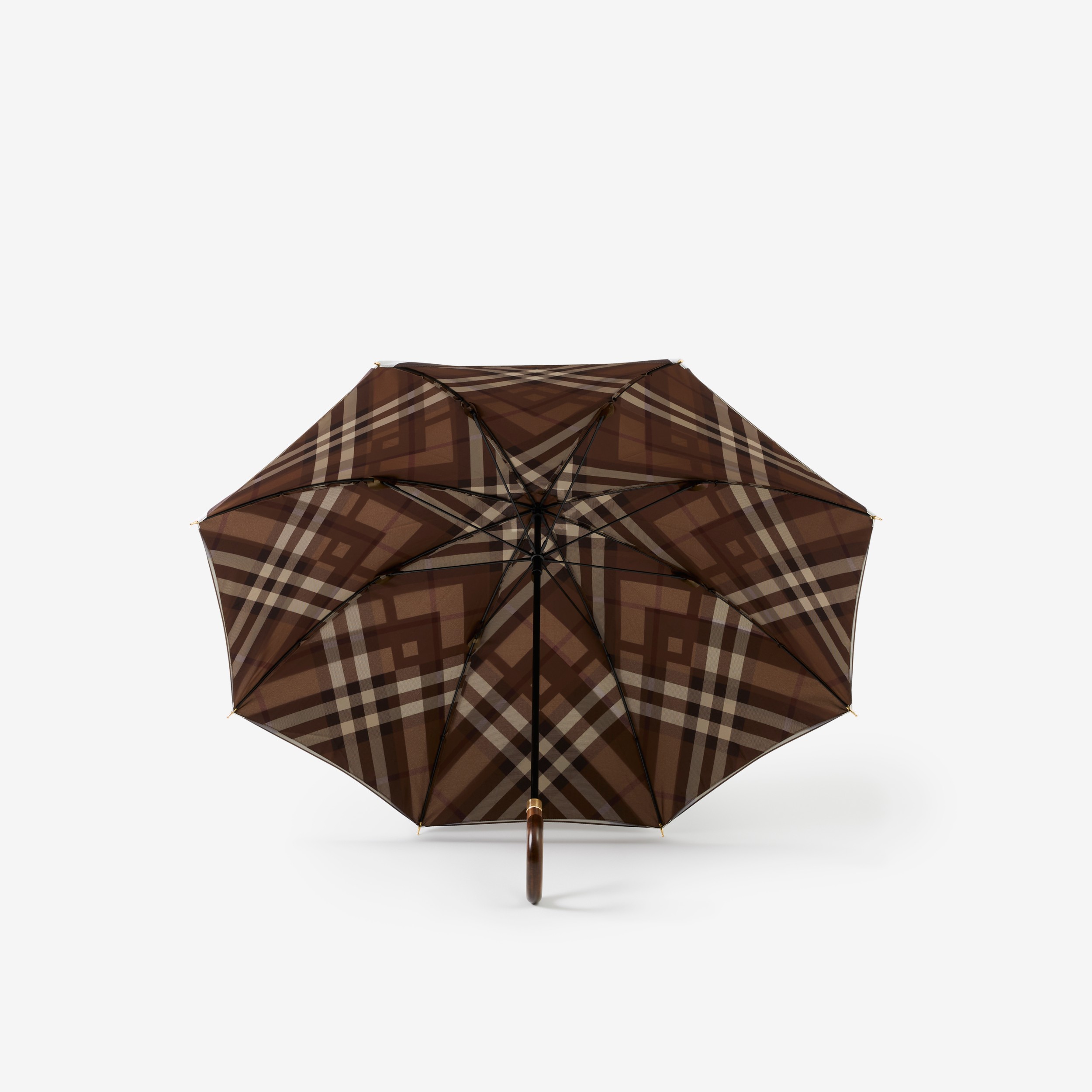 Chevron Check Print Umbrella in Dark Birch Brown | Burberry® Official