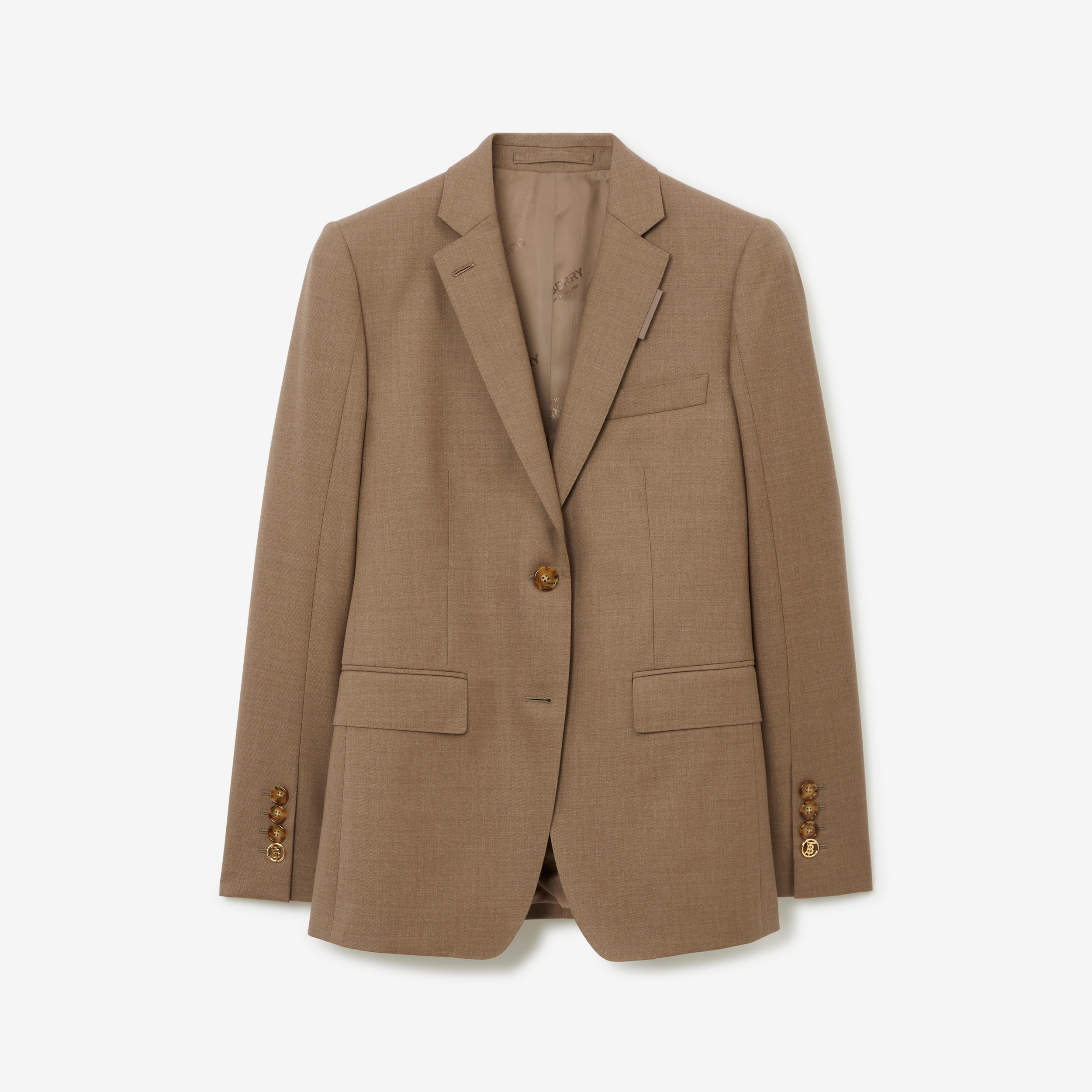 Wool Tailored Jacket in Deep Taupe - Women | Burberry® Official - 1