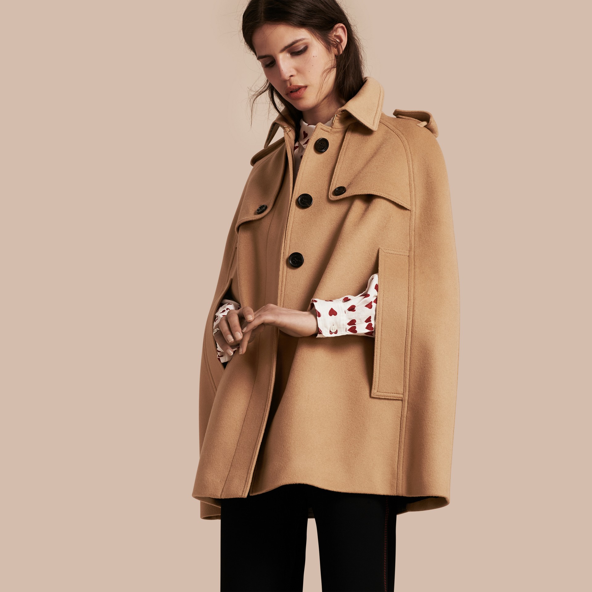 Wool Cashmere Blend Trench Cape in Camel - Women | Burberry Hong Kong