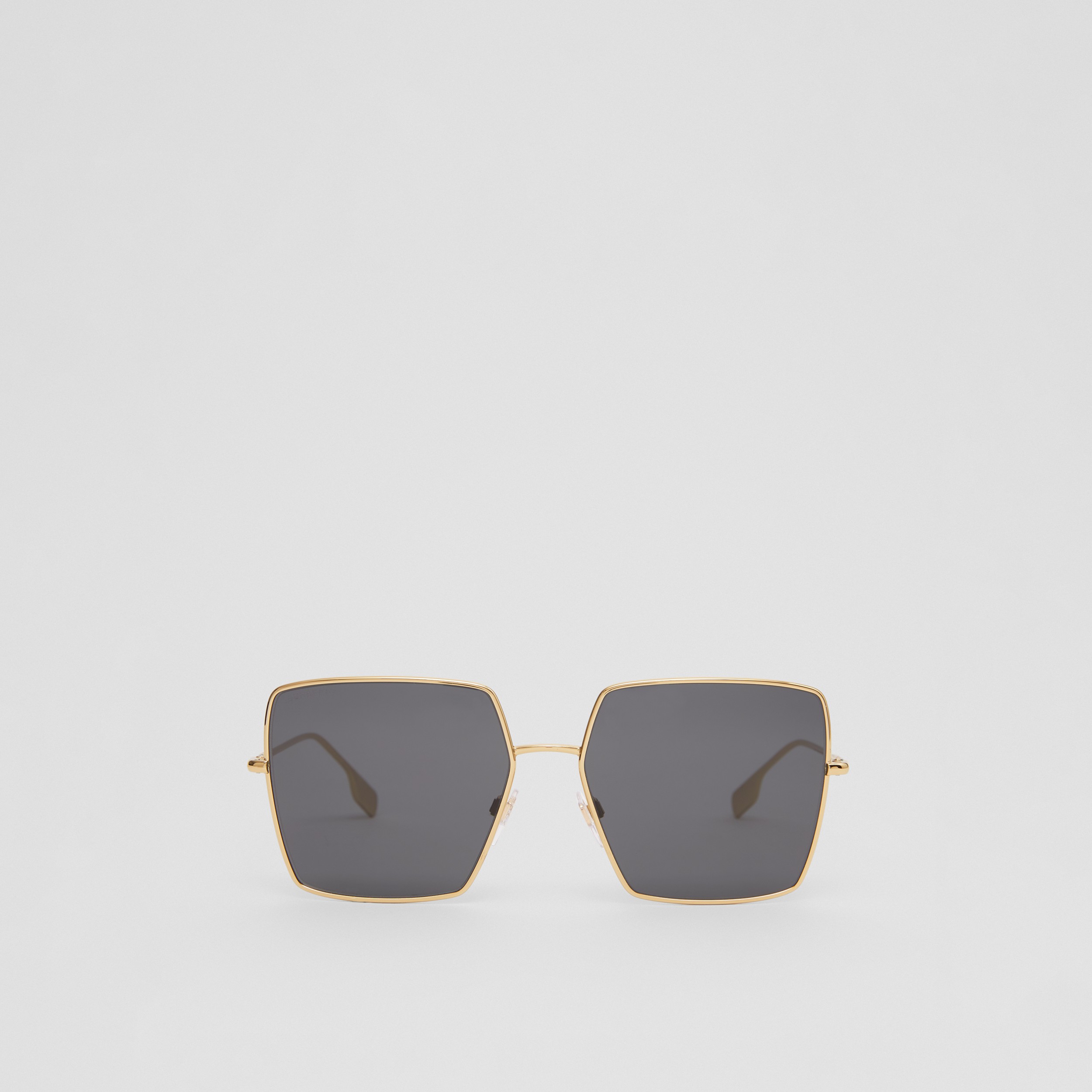 Icon Stripe Detail Square Frame Sunglasses in Light Gold - Women | Burberry® Official - 1