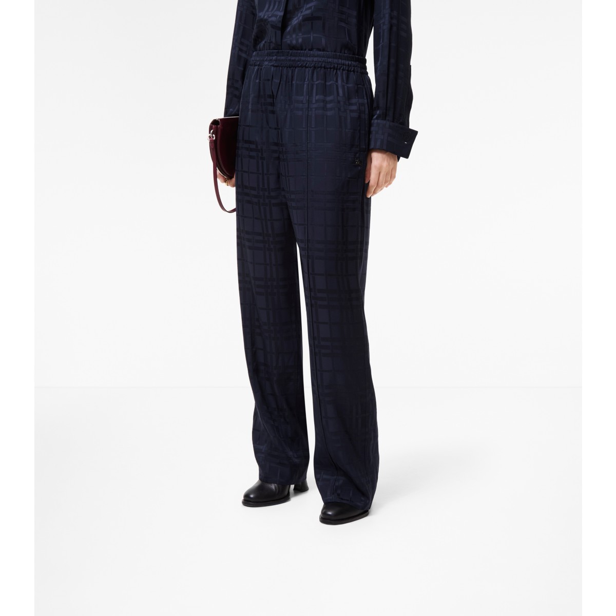  Check Silk Trousers