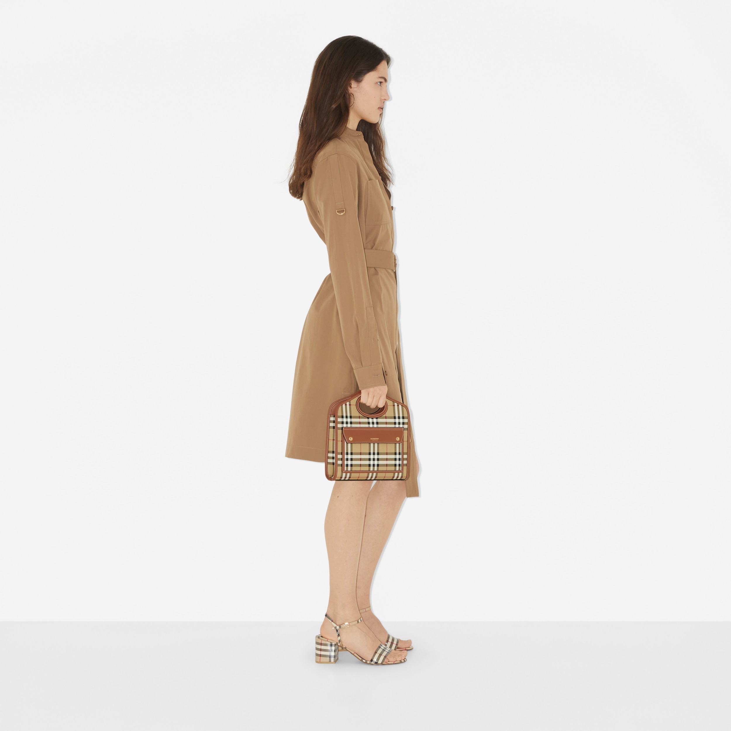 프로섬 라벨 코튼 벨트 셔츠 드레스 (카멜) - 여성 | Burberry® - 3