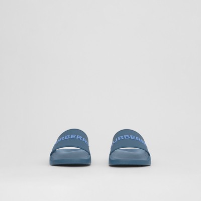 blue burberry slides
