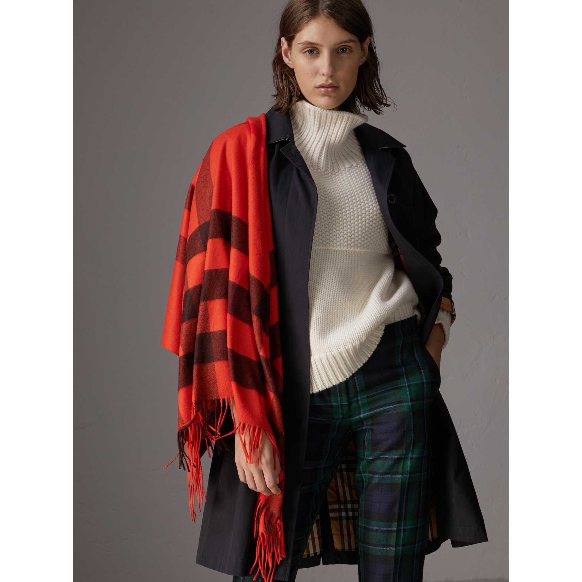 The Burberry Bandana in Check Cashmere in Orange Red | Burberry United ...