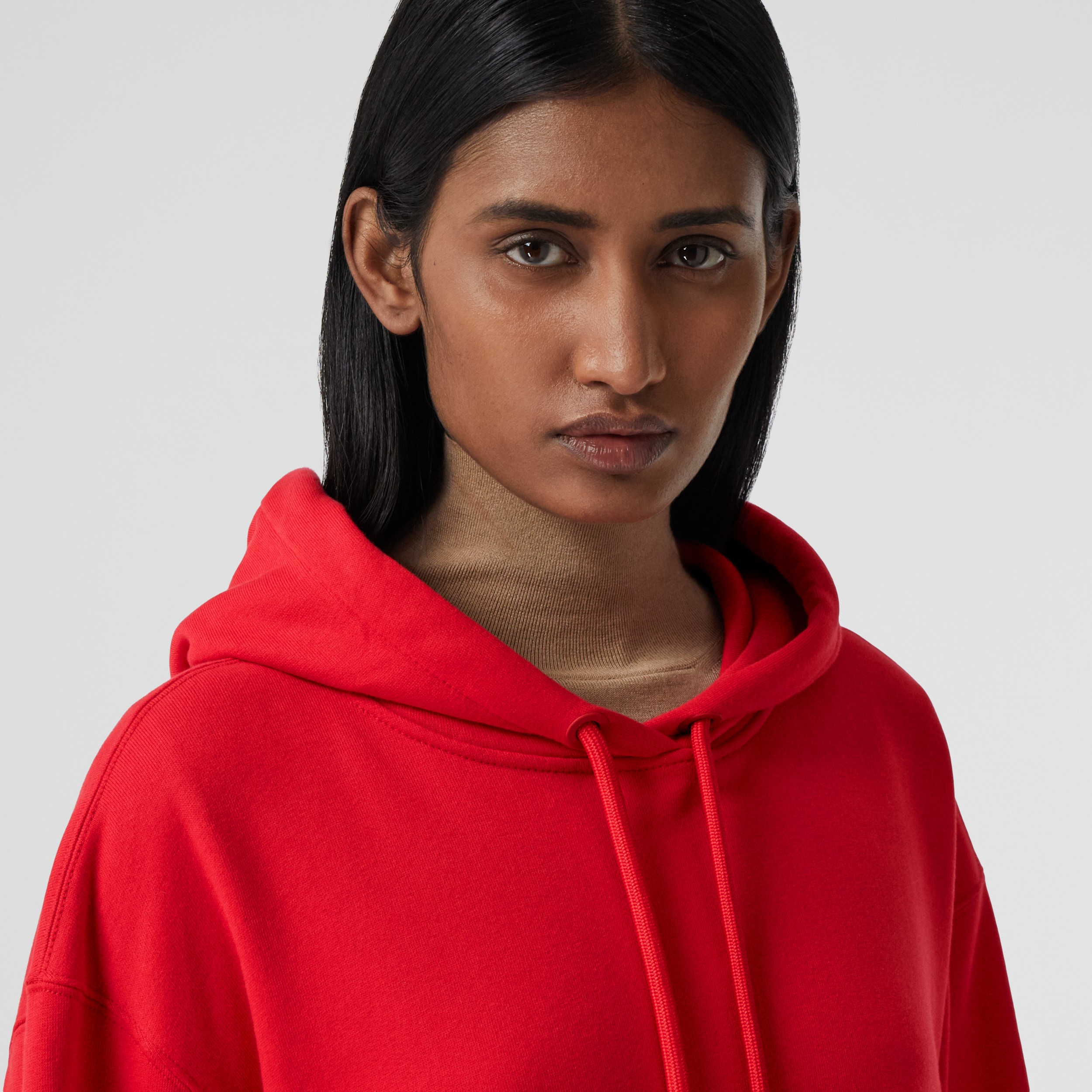 Love Print Cotton Oversized Hoodie in Bright Red - Women | Burberry ...