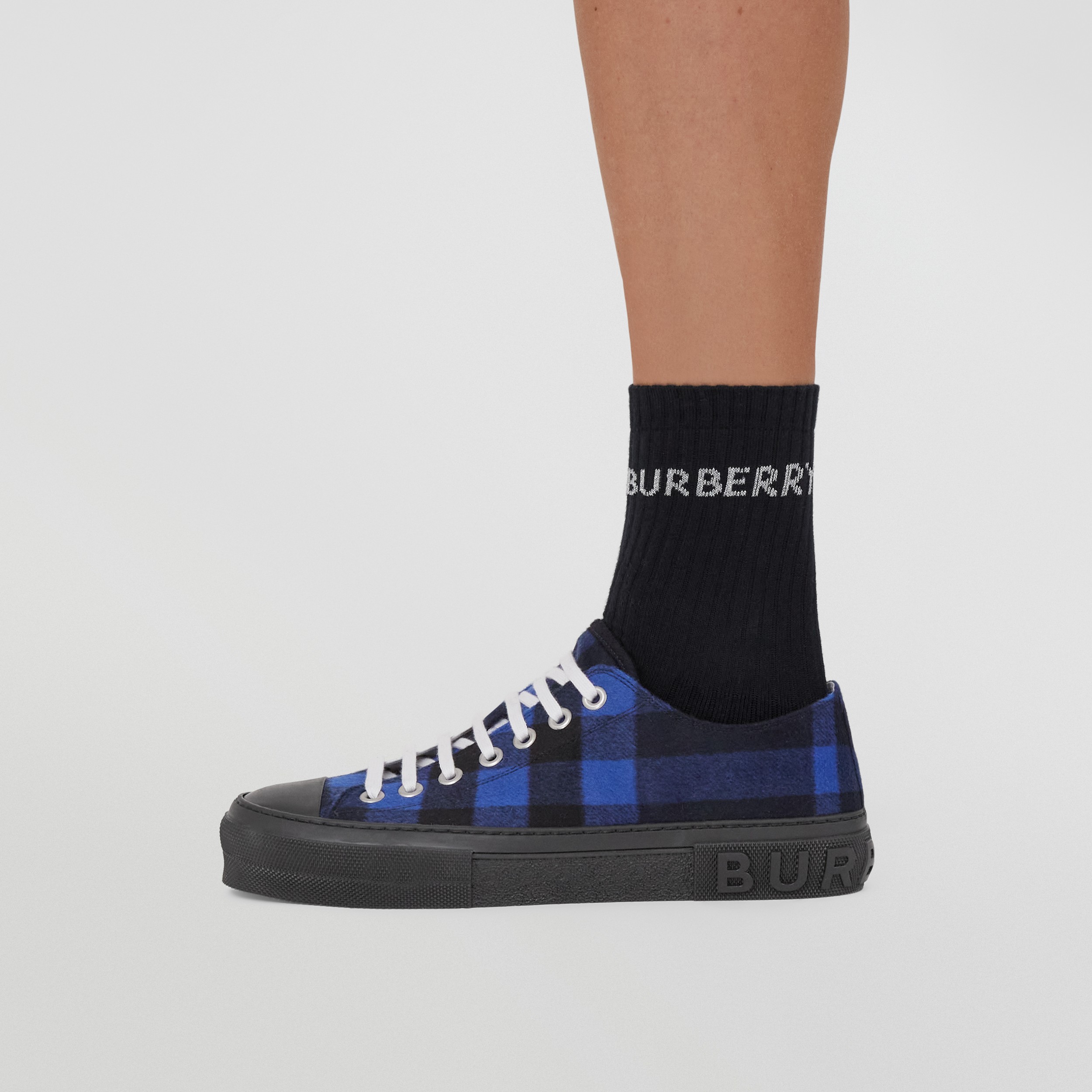 Check Wool Sneakers – Exclusive Capsule Collection in Deep Royal Blue | Burberry® Official - 3