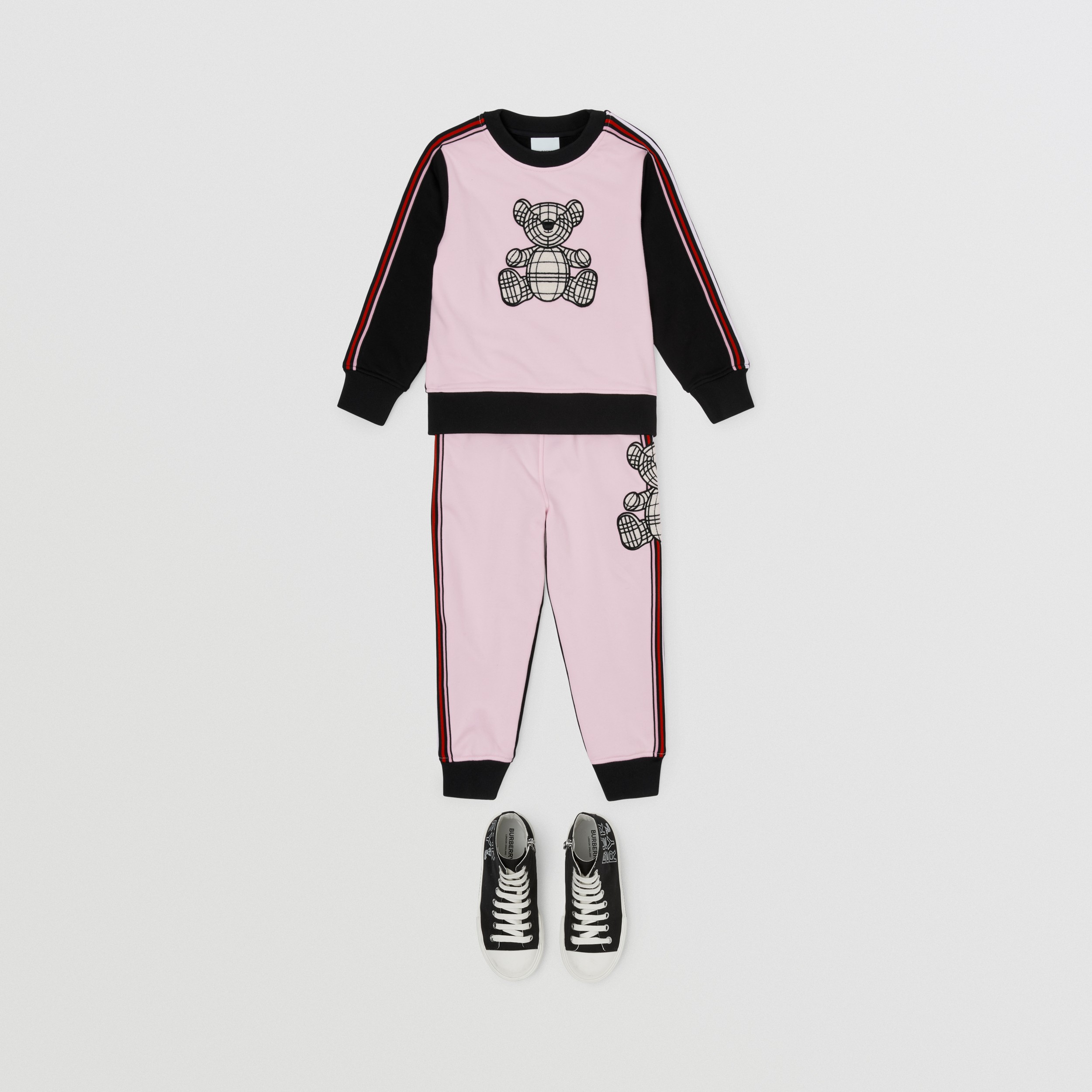 Thomas Bear Appliqué Cotton Jogging Pants in Pale Candy Pink | Burberry® Official - 3