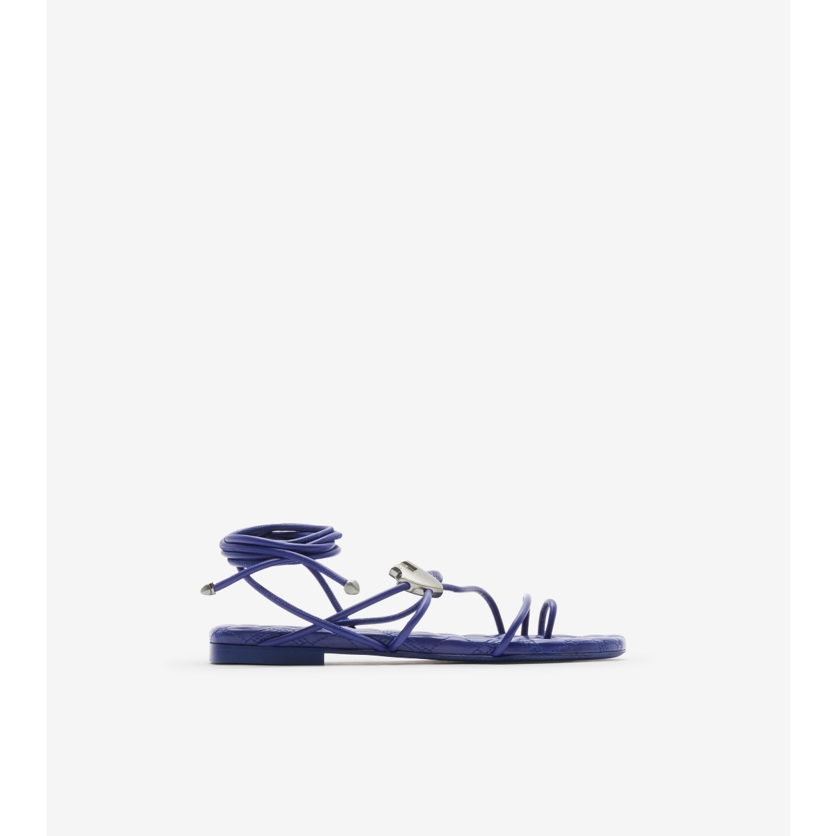 Shop Burberry Leather Ivy Shield Sandals In Knight