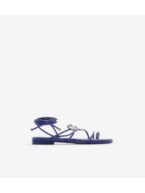 Shop Burberry Leather Ivy Shield Sandals In Knight