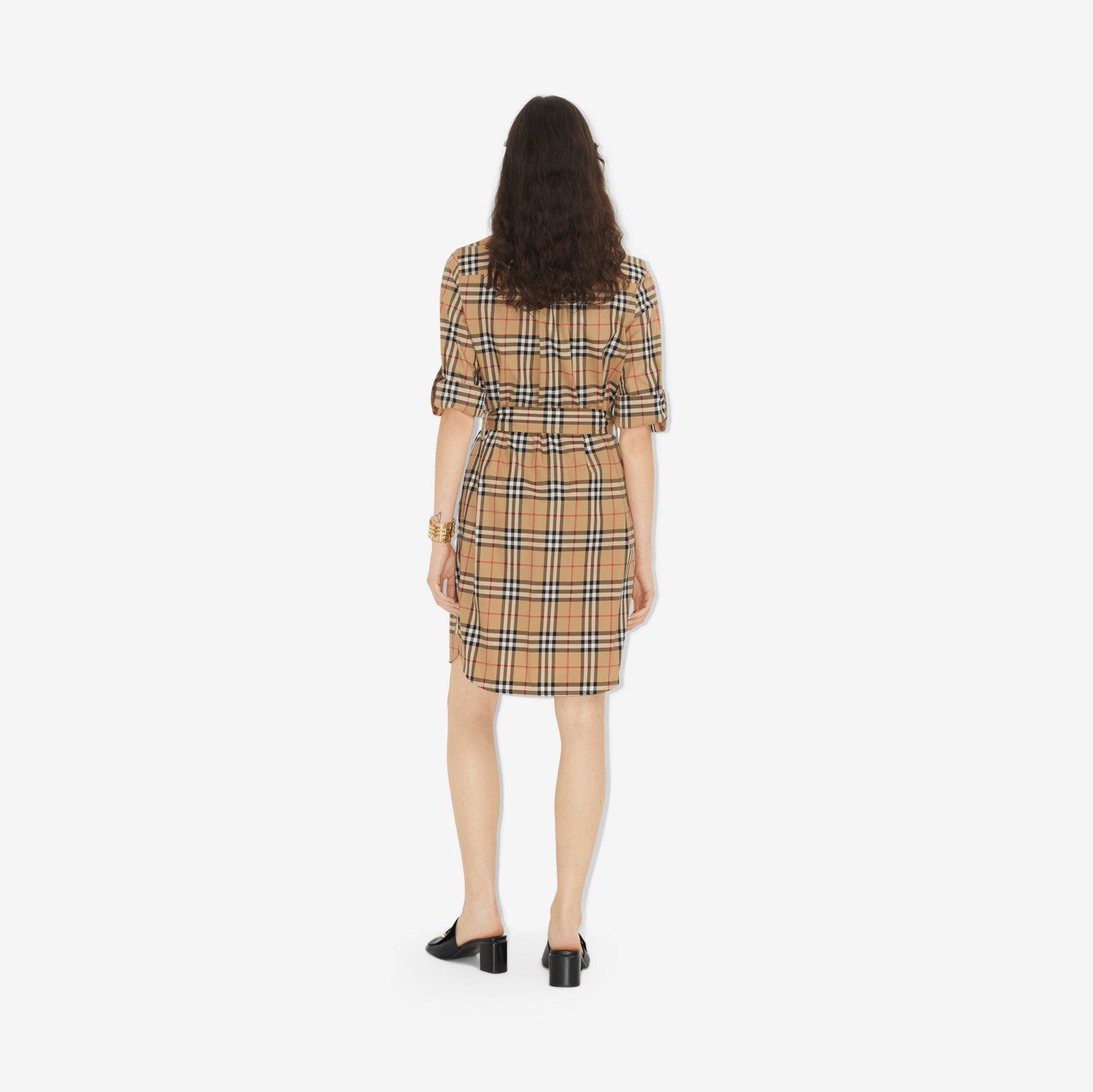 체크 셔츠 드레스 (아카이브 베이지) - 여성 | Burberry®