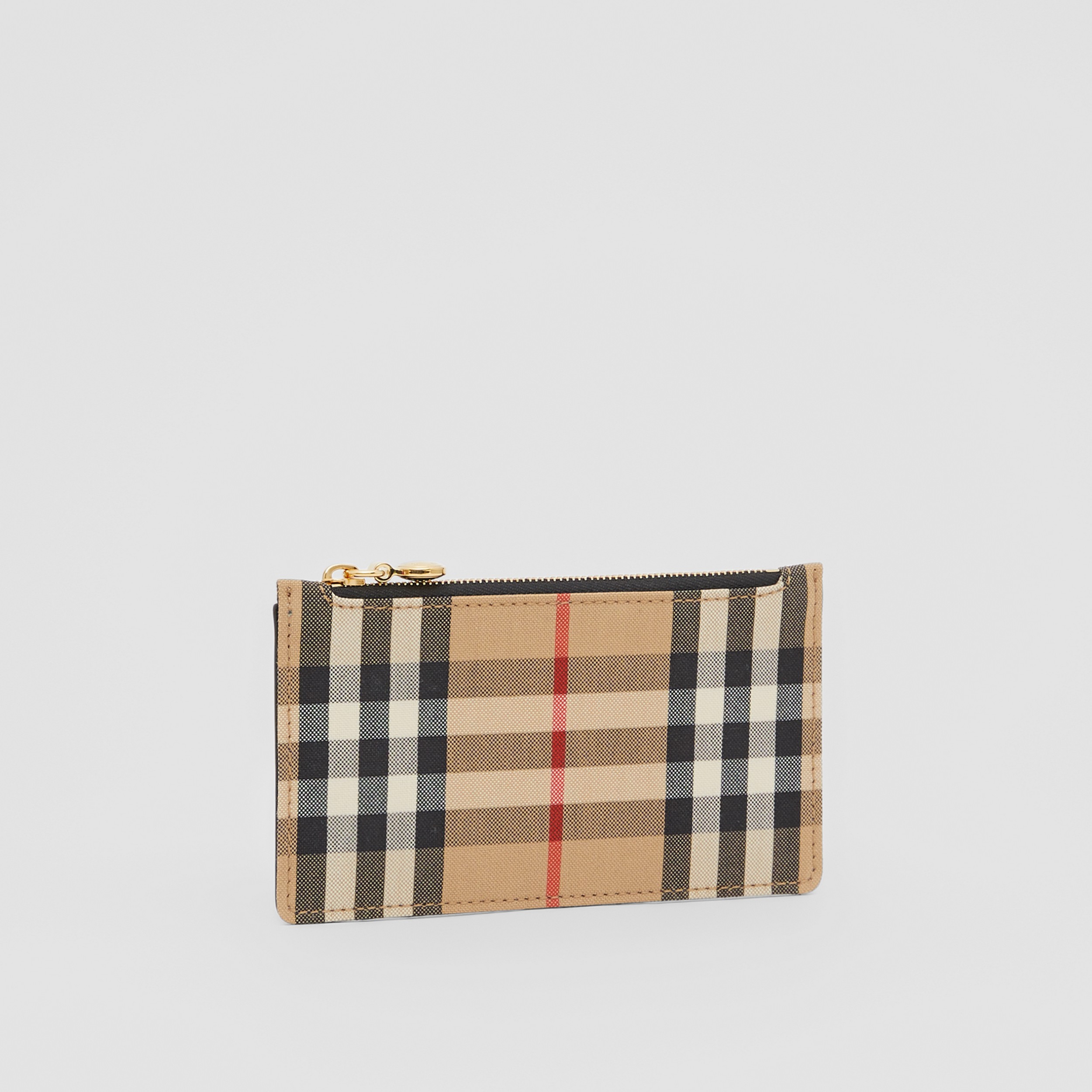 Vintage Check and Leather Zip Card Case in Black - Women | Burberry® Official - 4