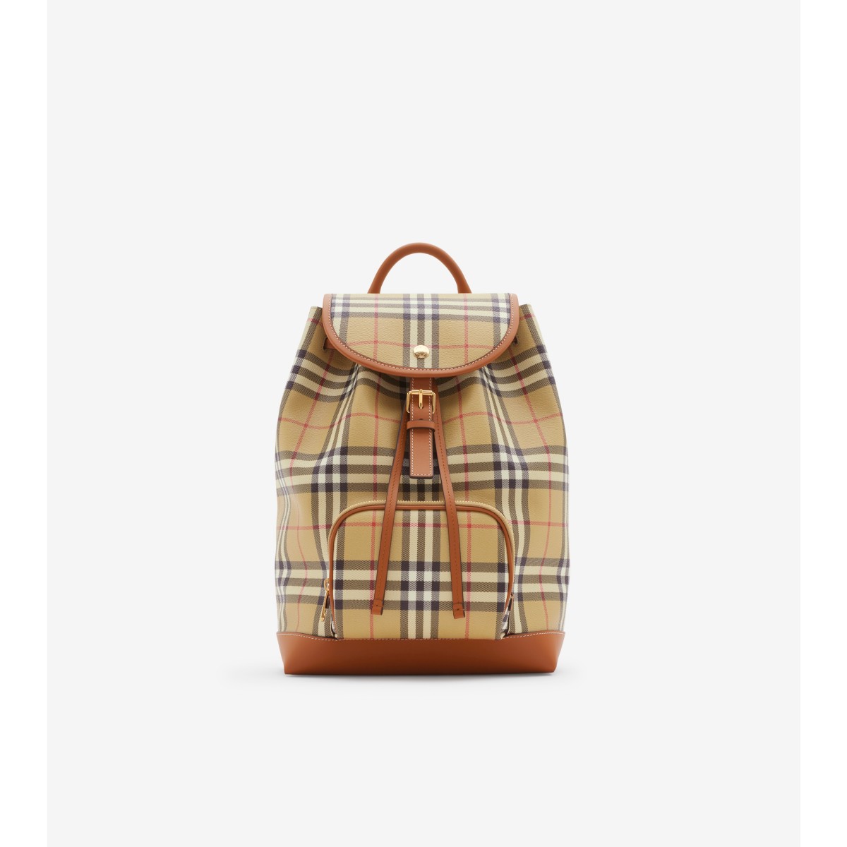 Burberry Printed Canvas Backpack Featuring Adjustable Straps In Archive Beige/briar Brown