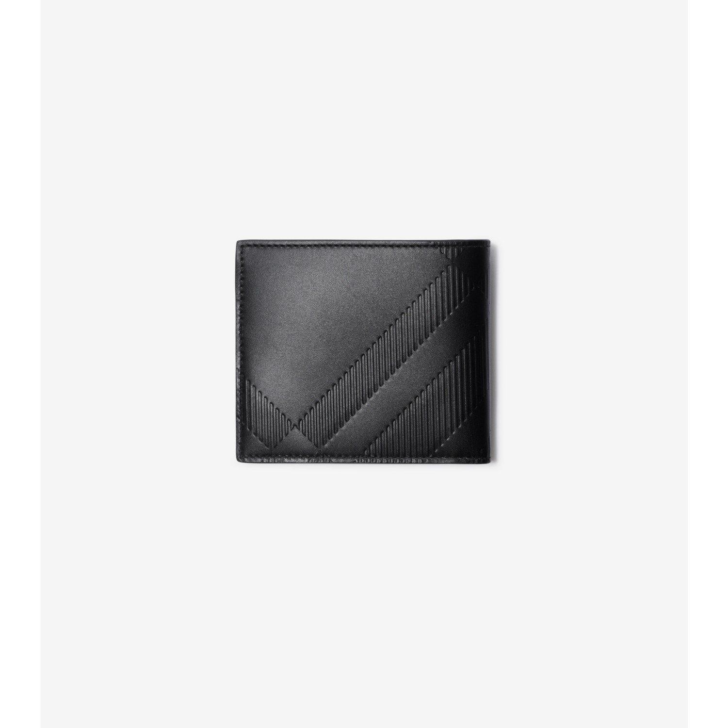 BURBERRY Check Leather Wallet Black