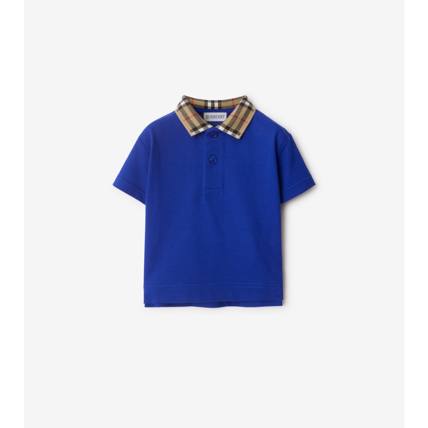 Check Collar Cotton Polo Shirt