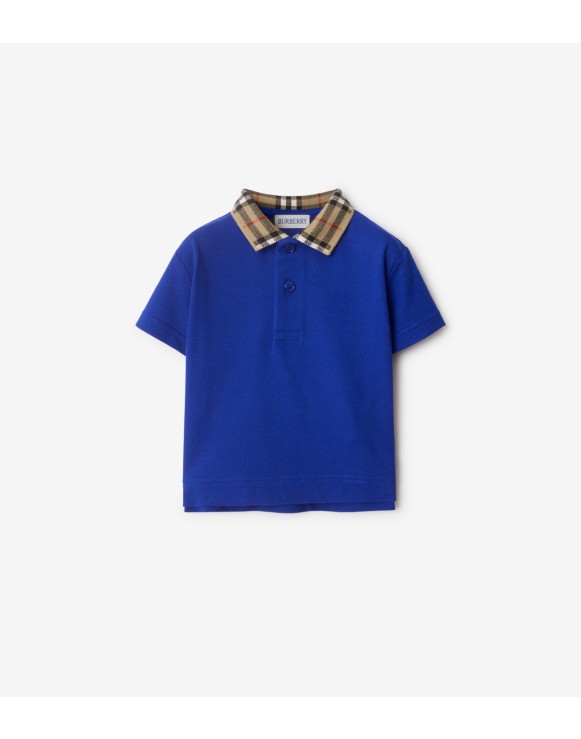 Check Collar Cotton Polo Shirt