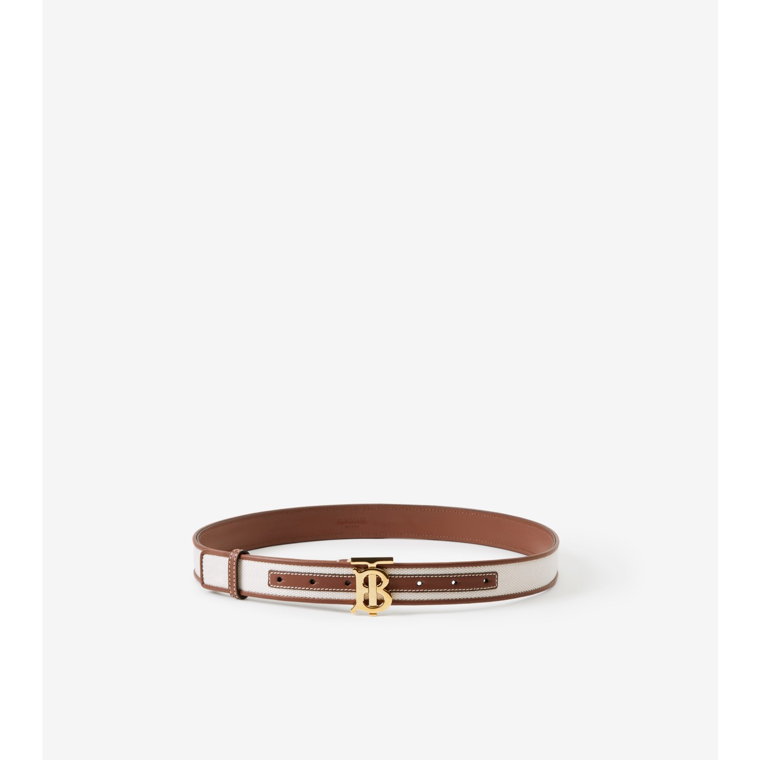 Canvas and Leather TB Belt White/tan/gold - Women | Official