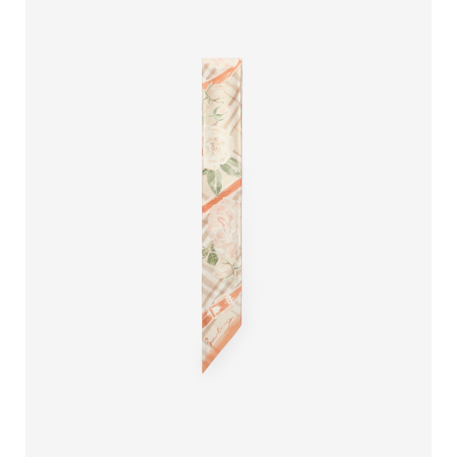 Skinny Rose Check Silk Scarf