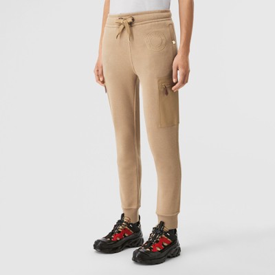 Logo Graphic Cotton Jersey Jogging Pants in Camel - Women | Burberry®  Official