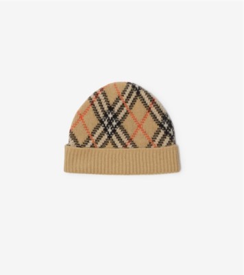 Burberry Children Kids Boys Girls Unisex Beanie Hat sale Navy Nova Check Cashmere M/L