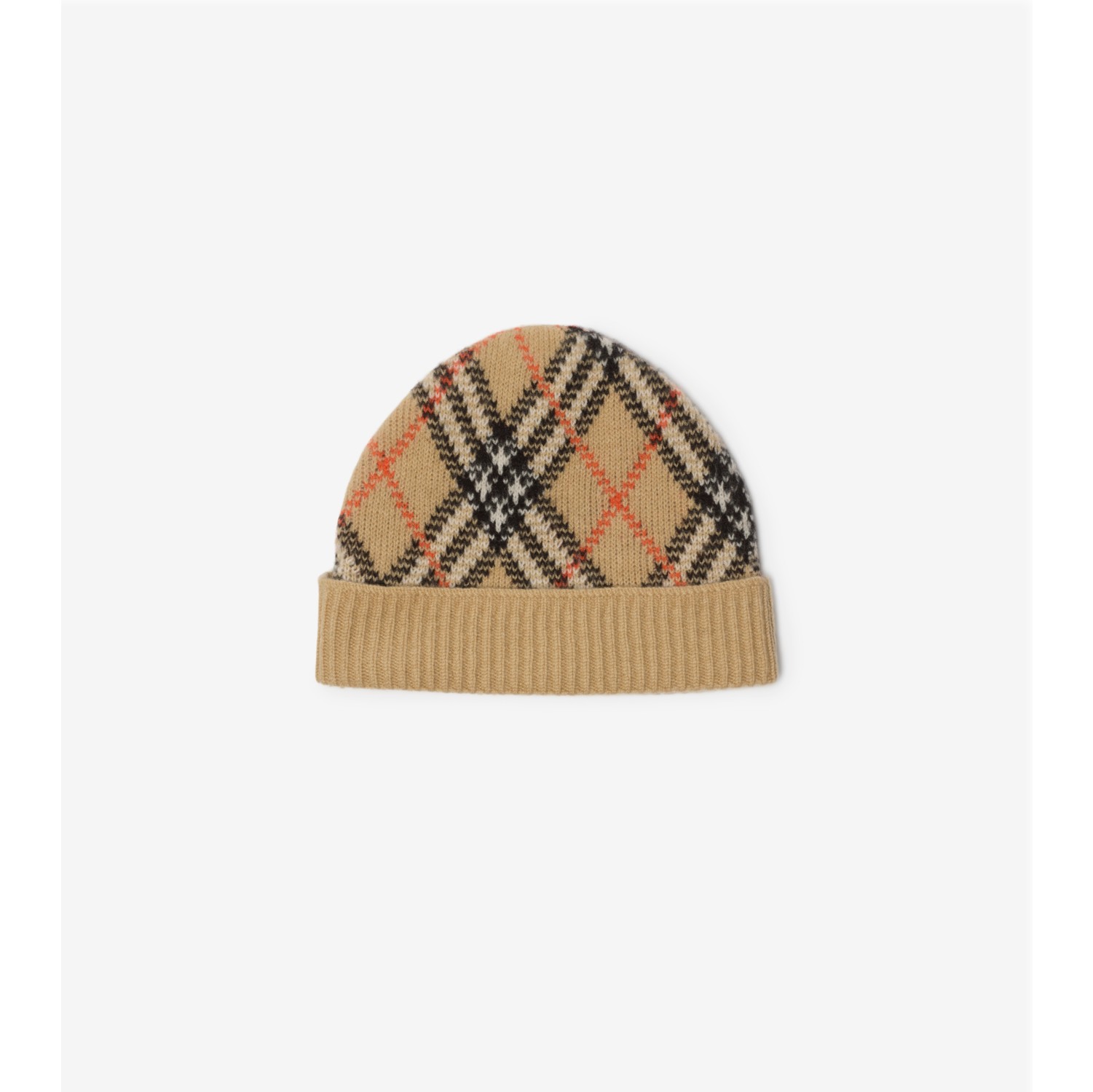 Check Cashmere Beanie in Sand Men Burberry Official