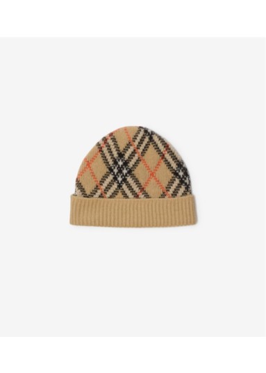 Check Cashmere Beanie