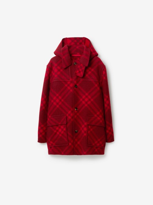 Burberry Check Wool Blanket Cape In Red