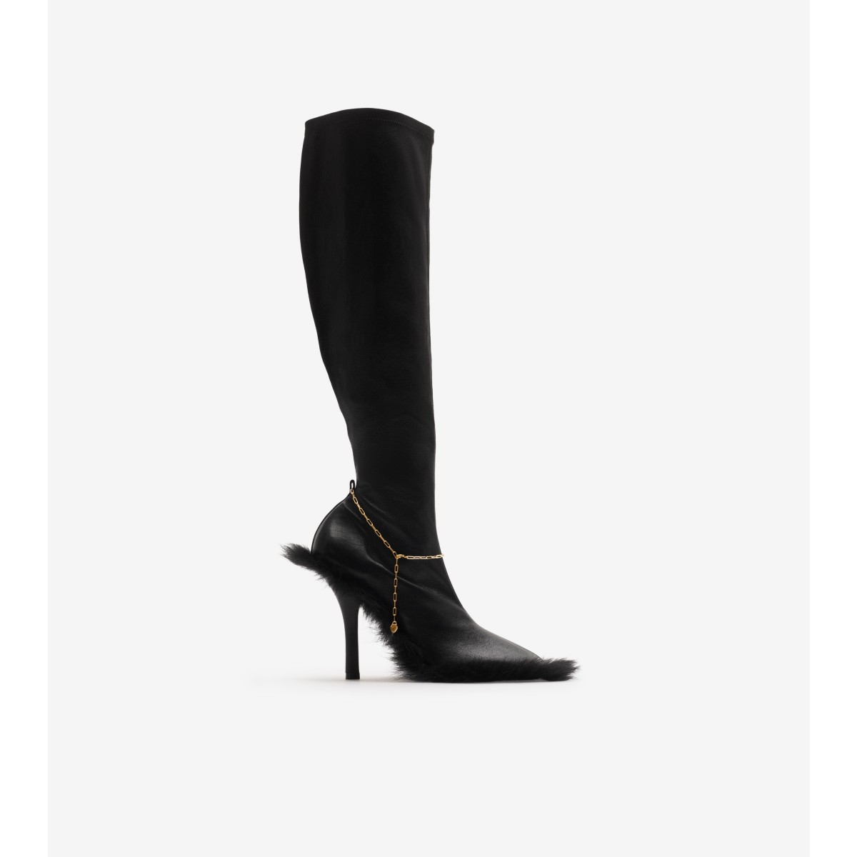 Shop Burberry Leather Slinky Legging High Boots In Black